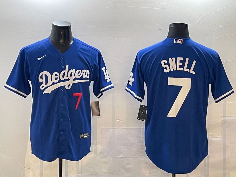 Men Los Angeles Dodgers #7 Snell Blue Game 2024 Nike MLB Jersey style 01152